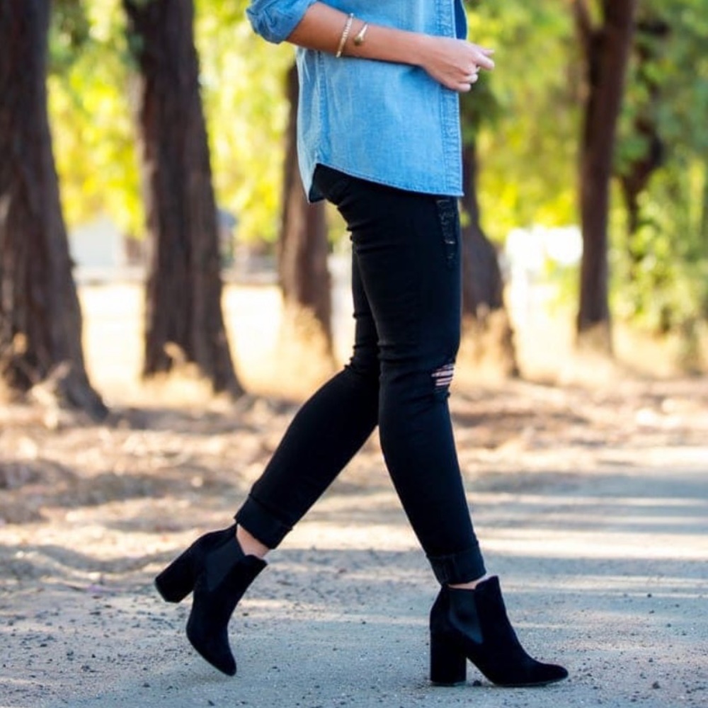 Fall season Vegan Leather Block Heel Bootie Sale